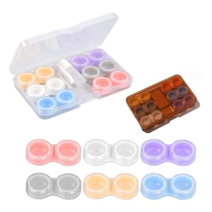 MoKo Étui 2-en-1 Lunettes + Lentilles De Contact - Portable Voyage Avec Miroir Et Accessoires - Noir Et Blanc