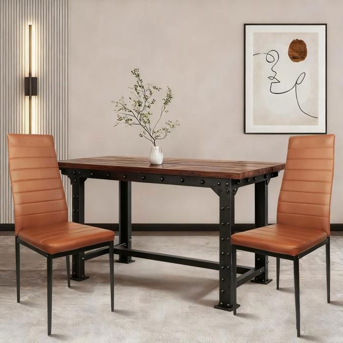 Lot de 2 Chaises de Salle à Manger Rembourrées Épaisses PIPIPOXER Chaise de Cuisine en PU avec Dossier Haut Daim Doux Marron
