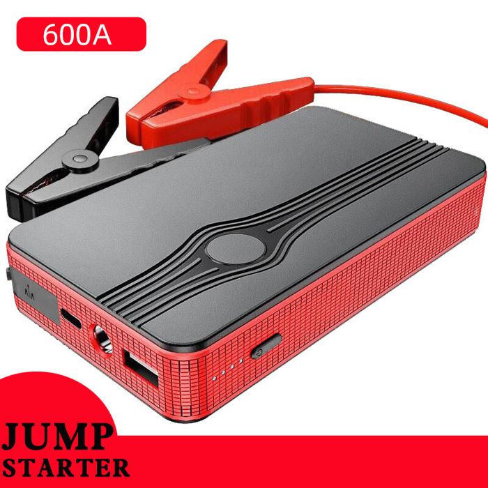 Démarreur de secours pour voiture 600A batterie externe et lampe torche haute capacité 20000mAh convient aux voitures à essence.