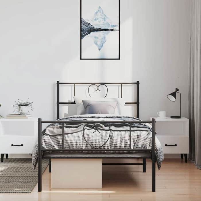 Métal Cadre de lit - BURKE - sans matelas - 1 PERSONNE - et pied de lit - noir 100x200 cm BB1766