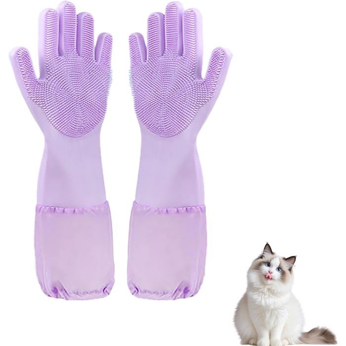 Gants de lavage pour chiens et chats gants de toilettage pour animaux de compagnie (1 paire) nettoyage en silicone extensibles