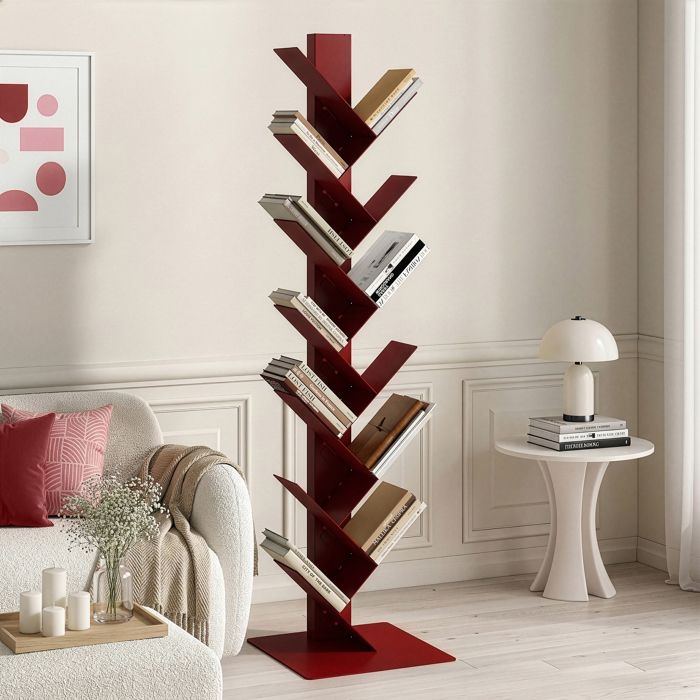 Bibliothèque Eksjö en forme darbre acier 150 x 39 x 39 cm rouge