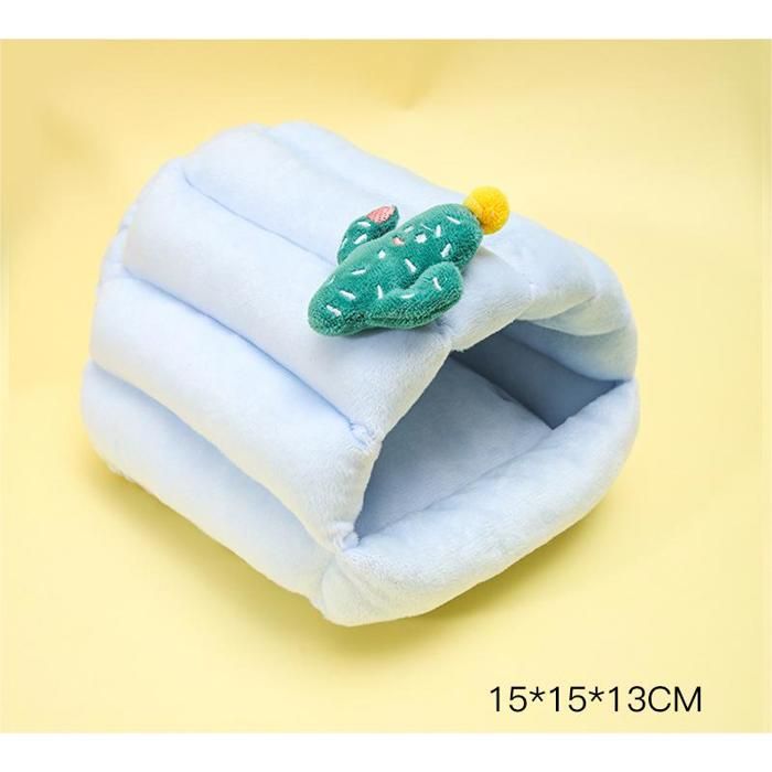 Maison dhiver pour hamster - Phoesky - 15x15x13 cm - Bleu cactus - Coton - Antidérapant - Respirant - Motif animal