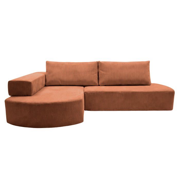 MIREA - Canapé dangle convertible velours côtelé 4 places Terracotta Gauche MIREA - Canapé dangle convertible velours côtelé 4 places Terracotta Gauche
