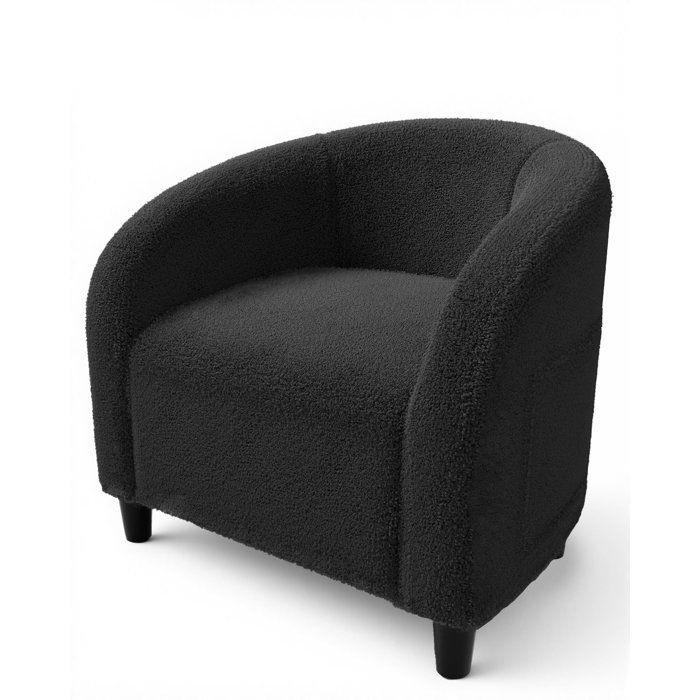 Fauteuil tonneau en peluche doucecanapé 1 place rembourré dossier courbécoussin épaisconfortable Fauteuil pour salonGris foncé