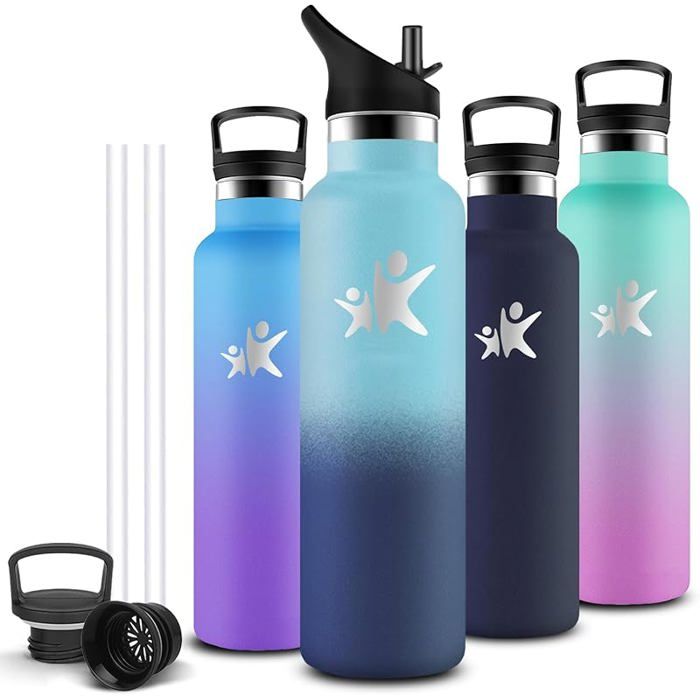 Gourde 1l Gourde Isotherme S BPA Bouteille Isotherme Paille Anti Fuite Bouteille Inox Acier Inoxydable 18/8 Bleu Jb 1000 ml  GOURDE