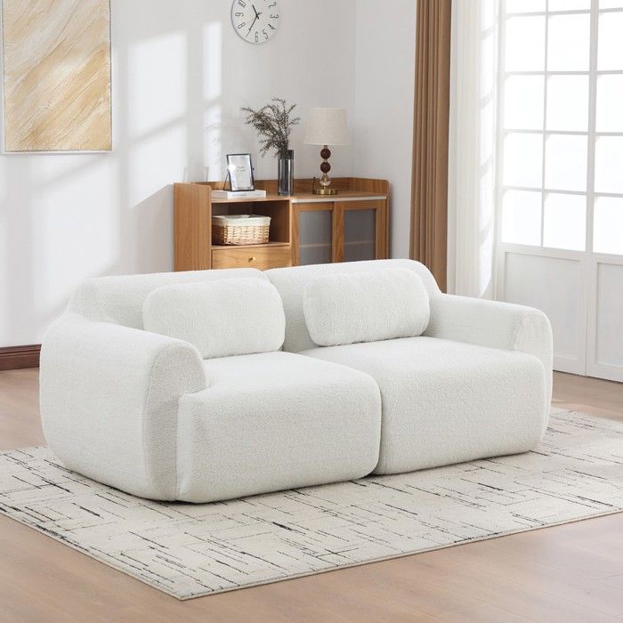 Canapé 2 places - PAGE Living - chenille anti-bouloche - mousse 30D - compressé pré-assemblé - ivoire