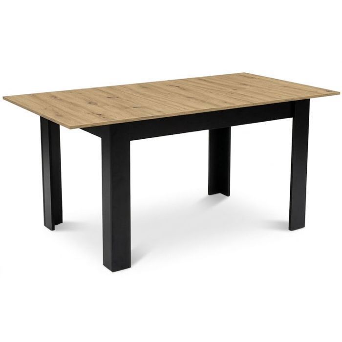 Table de salle à manger extensible 120/160 x 80 cm Chêne Artisan pieds noirs