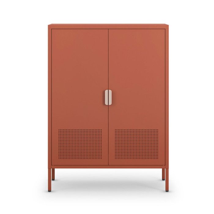 Adel - Buffet haut 2 portes en métal H110cm - Terracotta