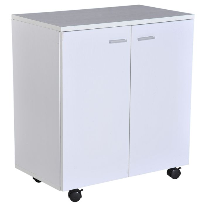 CollaHausse Meuble TV Mobile en Bois Console avec Roulettes 2 Portes Tiroir 60x35x65 cm