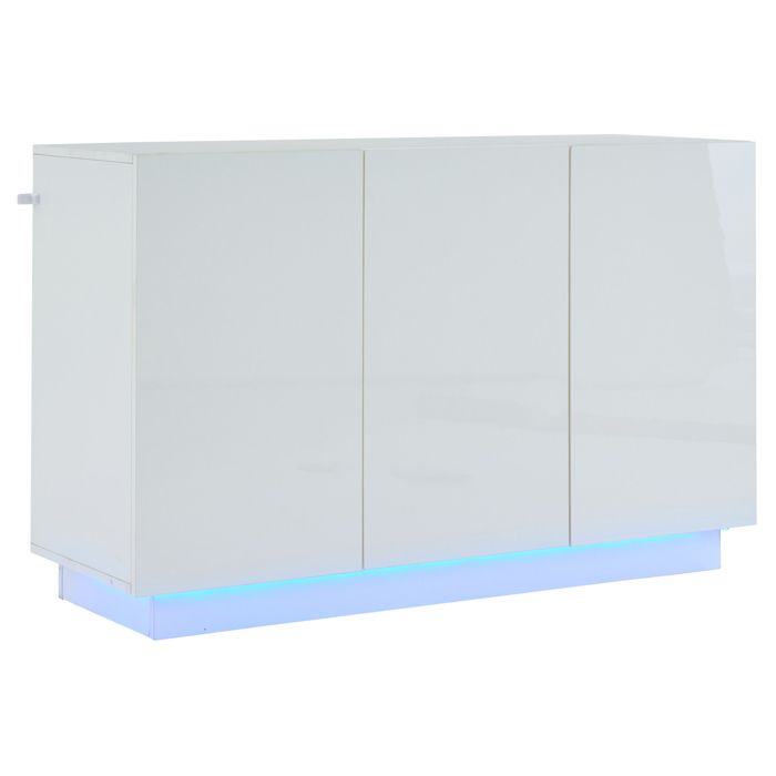 Buffet bas LED - Blanc brillant - 3 portes - 120 x 40 x 75 cm