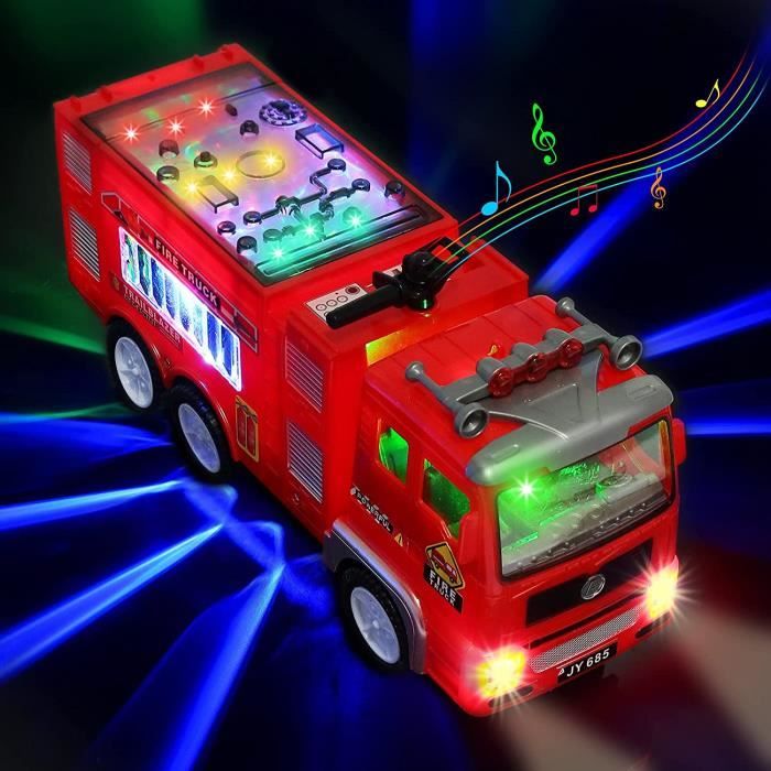 Camion de pompier electrique AMOUNE Jouet pour enfant avec effets LED et sons de sirene Cdiscount Jeux Jouets