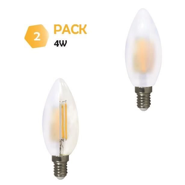 Lot de 12 ampoules LED filament E14 flamme 4W (equiv. 40W) 470Lm 2700K Cdiscount Maison