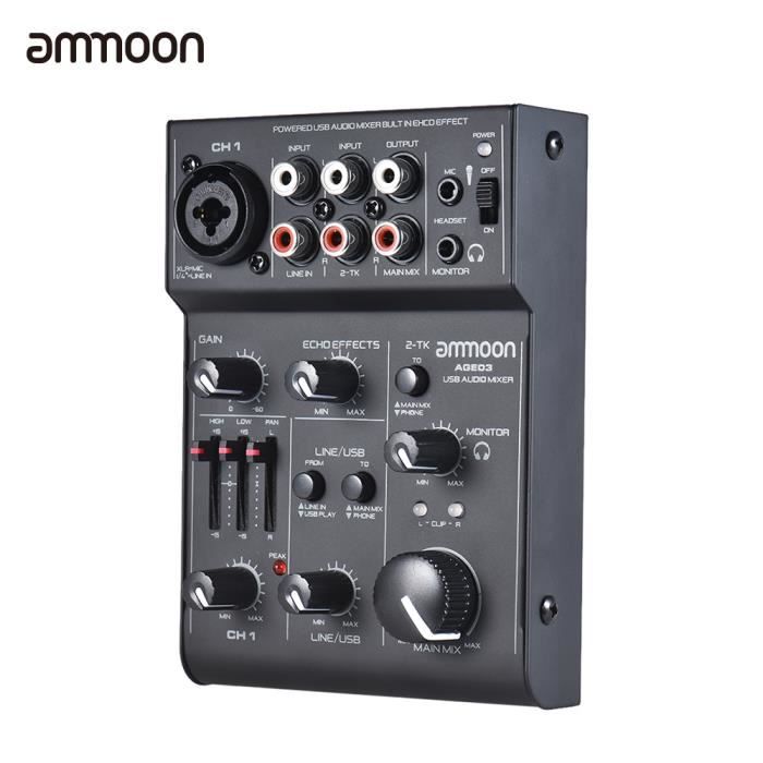 Ammoon Age03 Melangeur A Console De Mixage Micro Ligne A 5 Canaux