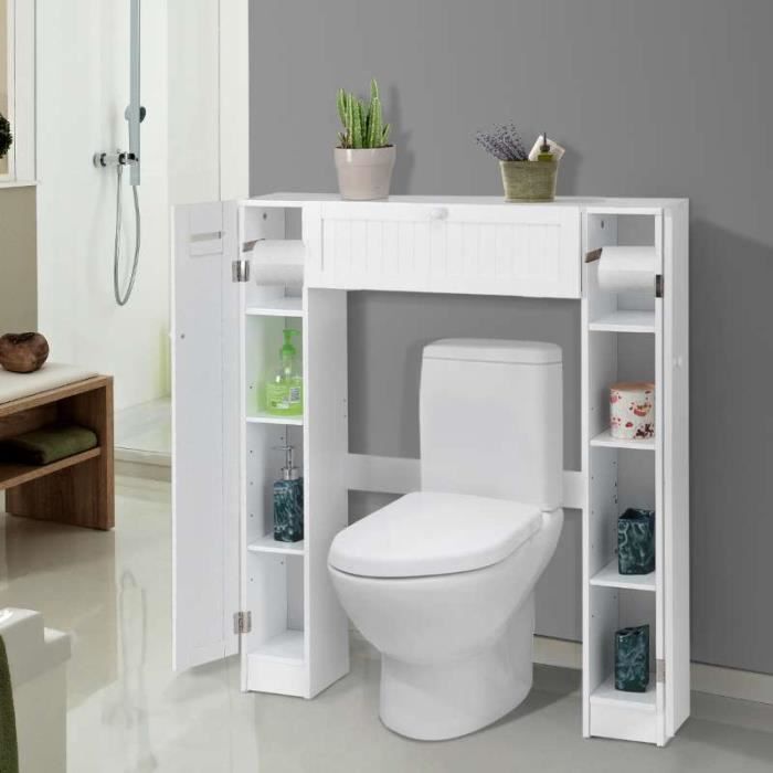 COSTWAY Meuble WC Meuble De Rangement Pour Toilette En Bois Avec