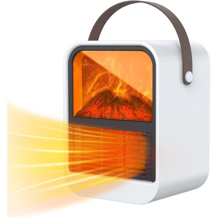 Chauffage D'appoint, 1500W Chauffage Soufflant, ECO Radiateur Céramique PTC Avec Minuterie Et Lumière D'ambiance De Flamme 3D, Ventilateur De Chauffag | Leroy Merlin