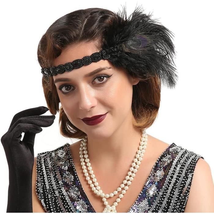 BABEYOND Bandeau à Plumes Pailletté - Coiffe Gatsby Années 1920 Pour Femme