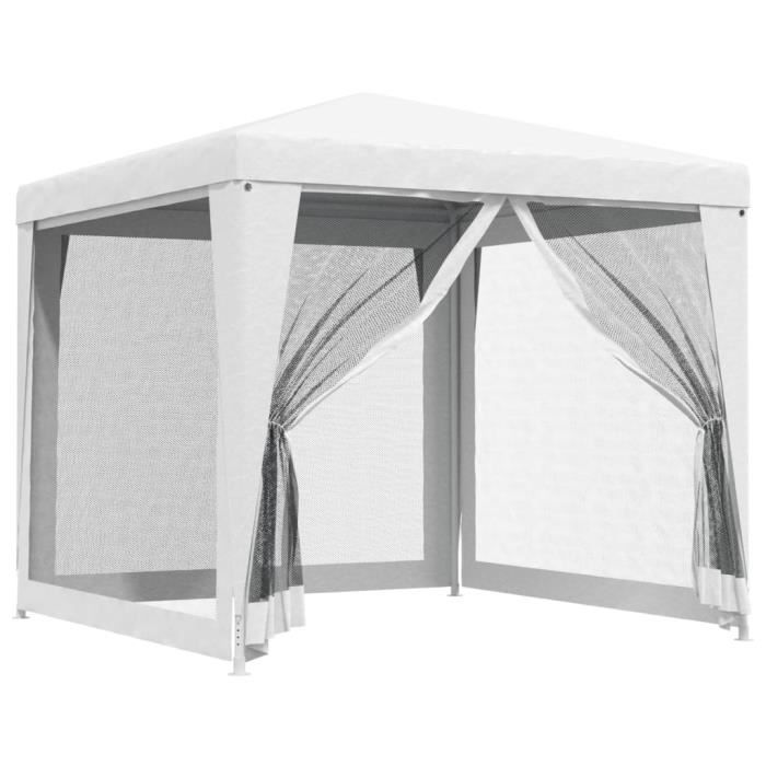 Tente de réception - Blanc - 25x25 m - 4 parois latérales en maille - Résistante aux UV - Facile à monter