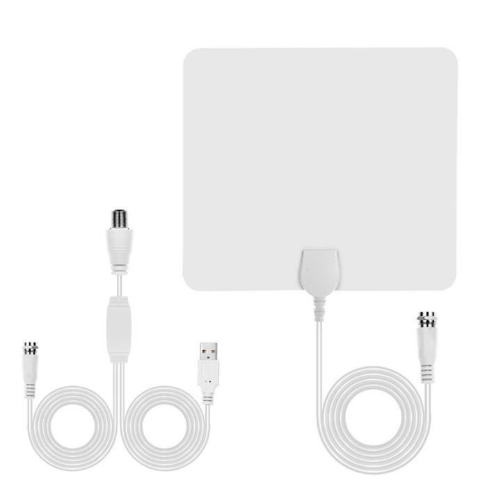 Antenne De Television Numerique Hd En Interieur Avec Un Amplificateur A Longue Portee De 50 Milles Cable Coaxial A 10 Pieds Blanc Antenne Rateau Avis Et Prix Pas Cher Cdiscount