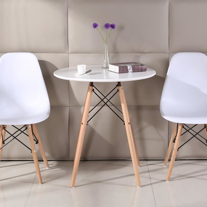 Table A Manger Ronde 70cm Avec 2 Chaises Style Scandinave Blanc Avec Pieds En Bois Massif Achat Vente Table A Manger Complete Table A Manger Ronde Avec 2 Cdiscount