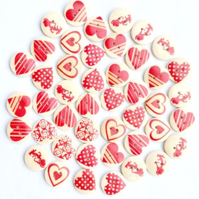 50pcs Coeur En Bois Boutons Mixte Motif 2 Trous Bouton COUTURE SCRAPBOOKING BRICOLAGE 50pcs Coeur En Bois Boutons Mixte Motif 2 Trous Bouton COUTURE SCRAPBOOKING BRICOLAGE