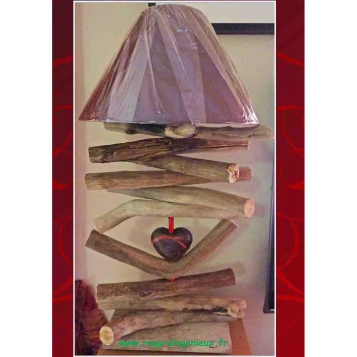Lampe Haute En Bois Flotte Cœur N 372 Fabrication Artisanale