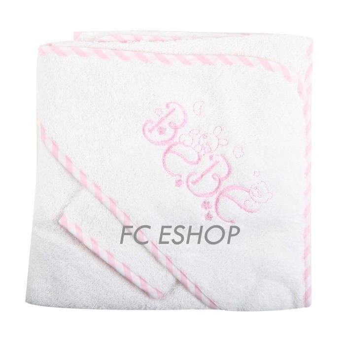 Sortie De Bain Bebe Blanc Rose Achat Vente Sortie De Bain Cdiscount