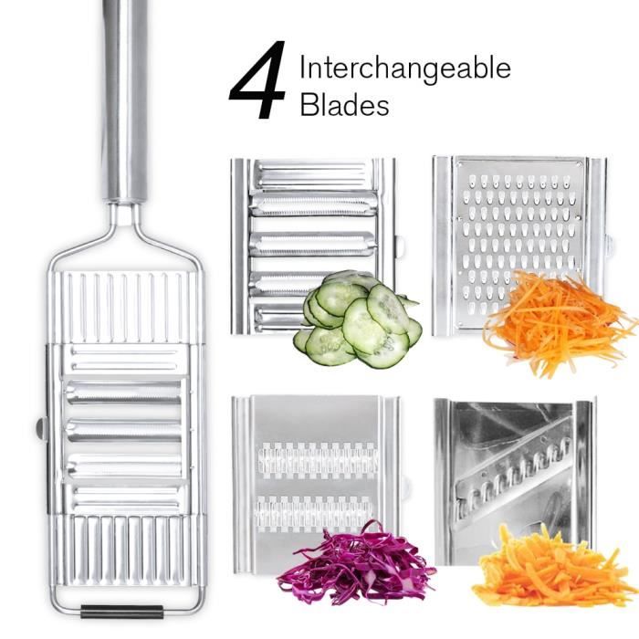 4 Blades) Coupe-légumes manuel Portable en acier inoxydable, râpe facile à  nettoyer avec poignée, outil de cuisine domestique polyv - Cdiscount Maison