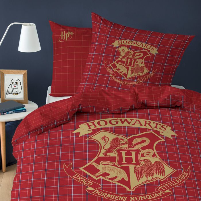 Harry Potter Hogwarts Pride Parure de Lit Enfant 1 Personne | 100% Coton Bio | Oeko-TEX | Housse de Couette 140x200 cm 1 Taie d'oreiller 63x63 cm | Imprimé Réversible | Gris Perle | Votre wishlist sur