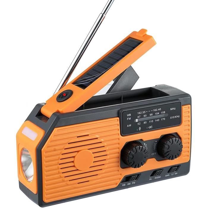 Radio Dynamo Manivelle Portables avec Batterie Rechargeable 5000mAh