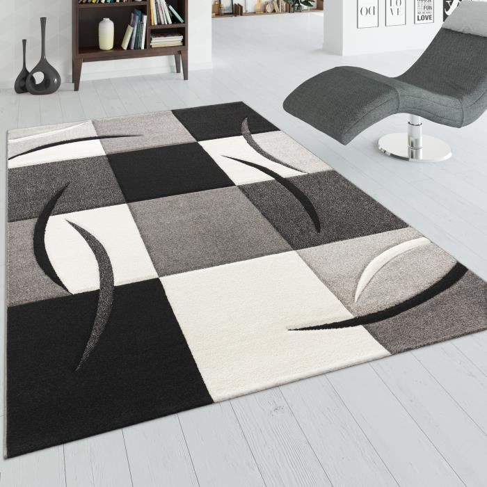 Tapis De Créateur Aux Contours Découpés à Carreaux En Marron Beige
