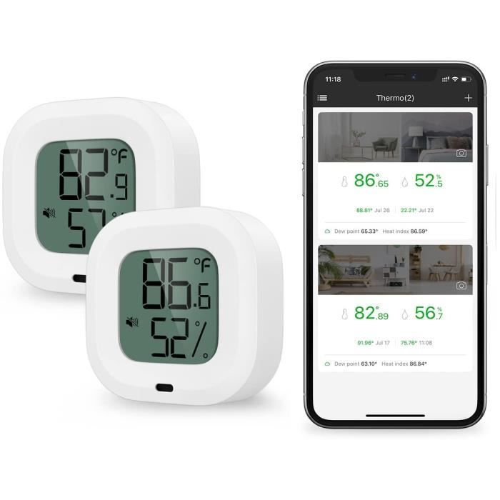 Lot De 2 Thermomètres Hygromètres Muraux DAZZLEEX - Pour Serre, élevage, Maison - Plage -30°C à 50°C