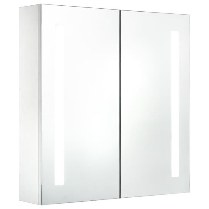 colonne salle de bain - eleganter - meuble de rangement à miroir led - blanc - design contemporain