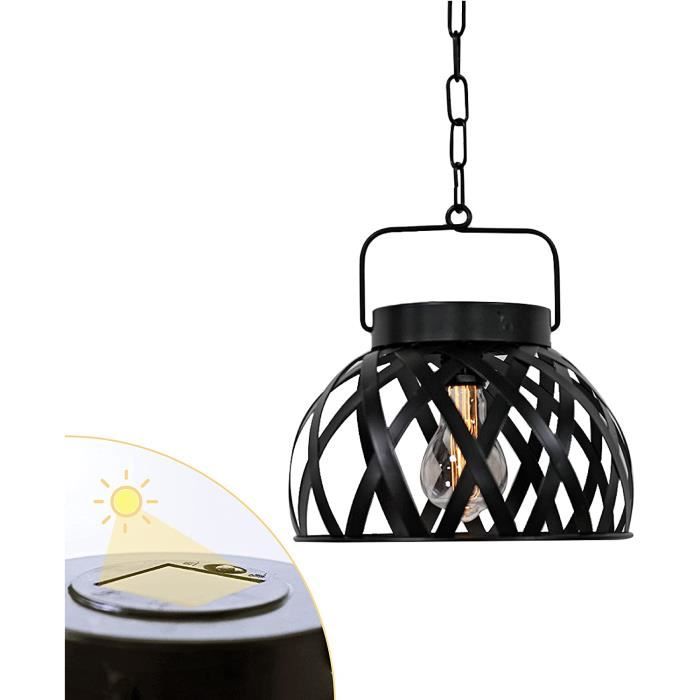 Lampe À Suspension En Métal Solaire Avec Ampoule Led Edison Et Poignée