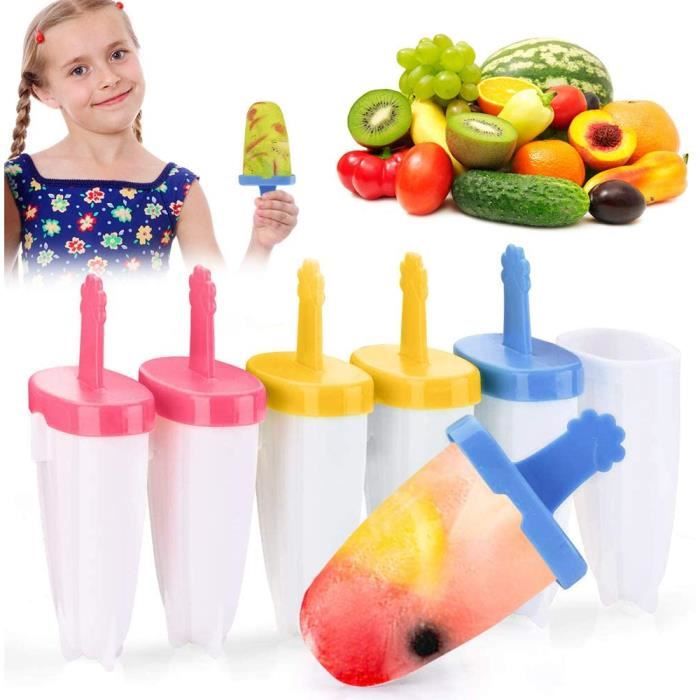 Lot de 6 moules à glace en silicone flexibles sans BPA avec couvercle Lot de 6 moules à glace en silicone flexibles sans BPA avec couvercle