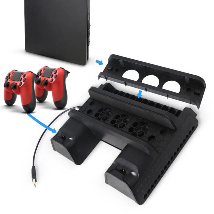Jeux vidéo,Support Vertical pour PS4 Slim Pro, 2 manettes, station de