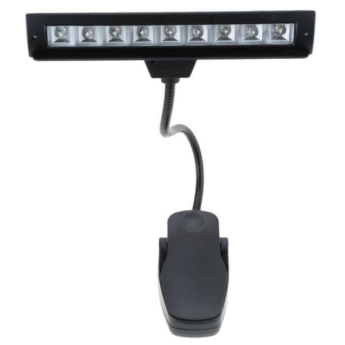 Zarfmiya 9 LEDs liseuse LED Lampe de lecture Lampe clipable de bureau pour Pupitre Partition Piano Noir