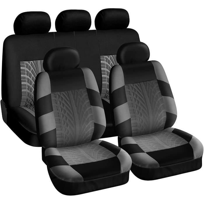 XZNGL Housse de siège de voiture Charcoal Housses de siège de voiture pour  voiture Auto Suv Tissu en polyester Appuie-tête intégrés 
