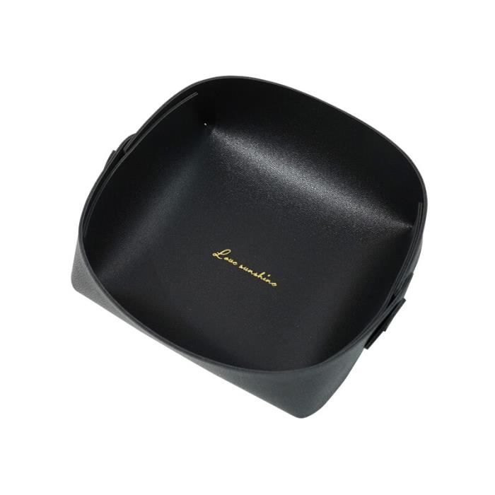 Plateau Rangement PU Cuir Organisateur Bureau - 2 Compartiments Clés Monnaie Portefeuille - Noir - SITHON