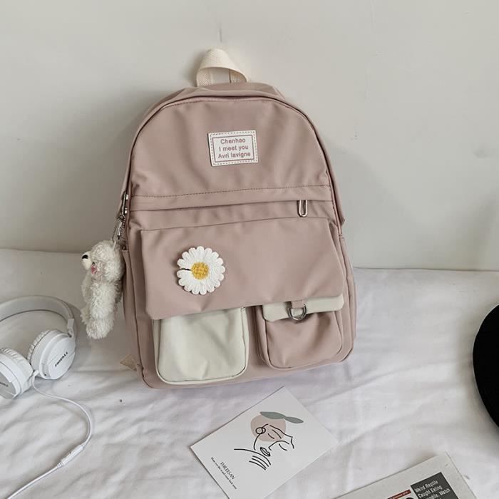 Rose sac dos en nylon pour femme joli sac dos kawaii pour