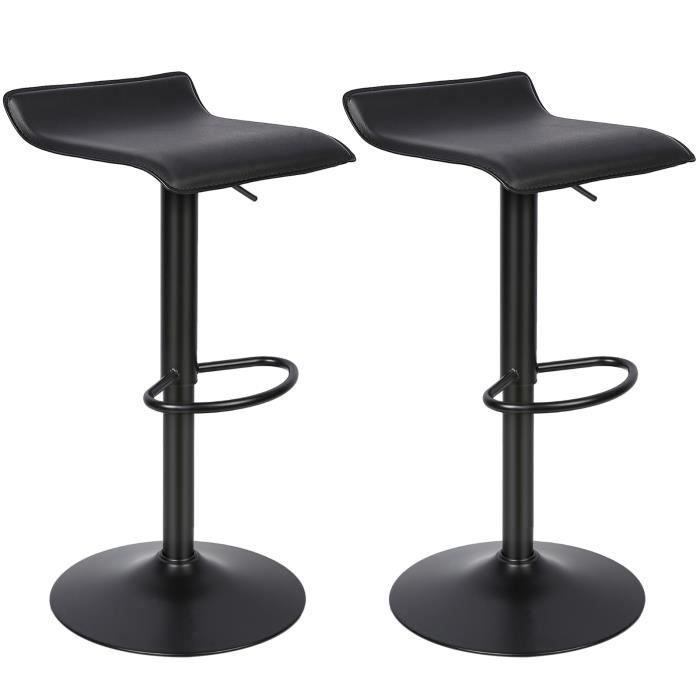 Chaises de bar - BELFOYER - Lot de 2 - Similicuir noir - Réglable en hauteur - Design contemporain