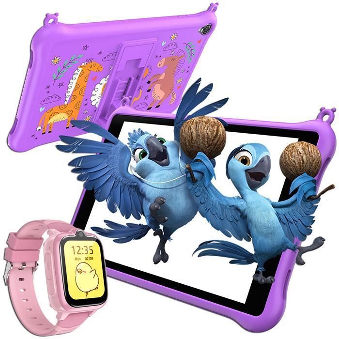 BLACKVIEW Tab 50 Kids Tablette Enfant 8 HD 6Go+64Go-SD 1To 5580mAh Android 13 Wifi Contrôle Parental Avec Montre Enfants Z10 Rose