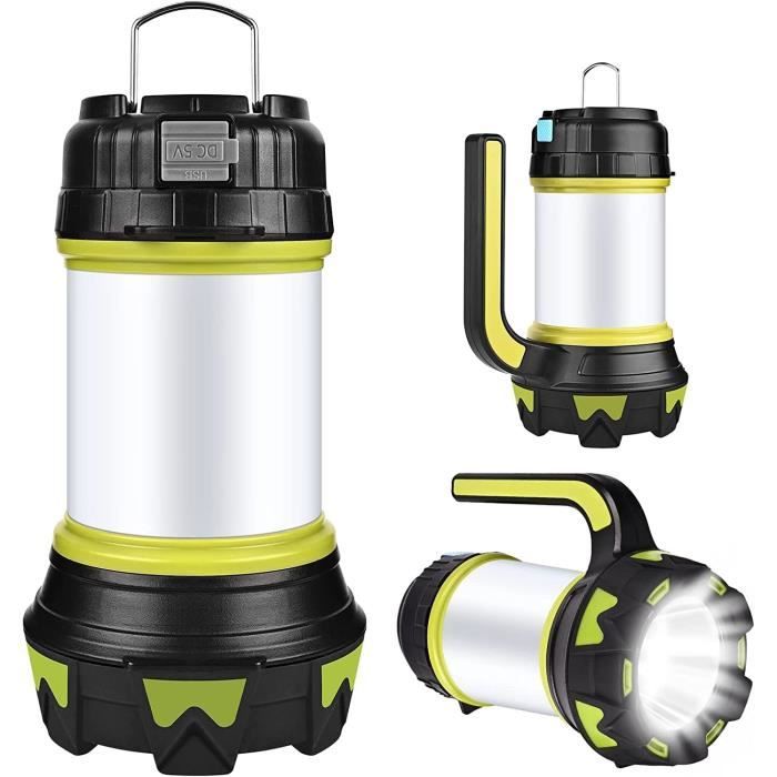 lanterne led rechargeable,usb rechargeable led camping lantern lampe torche 360° eclairage 6 modes, ip65 etanche portable suspendue