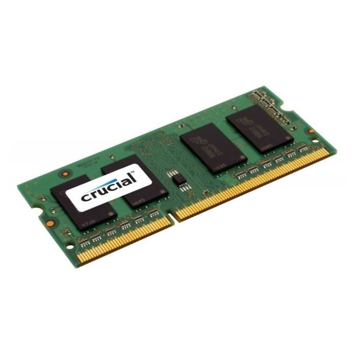  Memoire PC Crucial 8GB DDR3 SODIMM, 8 Go, 1 x 8 Go, DDR3, 1600 MHz, 204-pin SO-DIMM pas cher