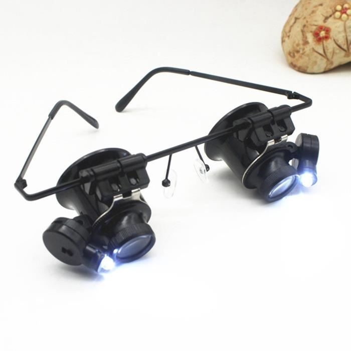 BTZHY Loupe,Bandeau Mains Libres Bijoutier Monté Sur La Tête Avec Lumière LED Loupe Lentille
