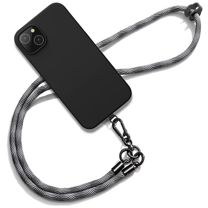 Coque Pour Xiaomi 15T Pro Avec Bandoulière - Cuir PU Et Silicone, Anti-choc, Fine - Noir, Sangle Amovible