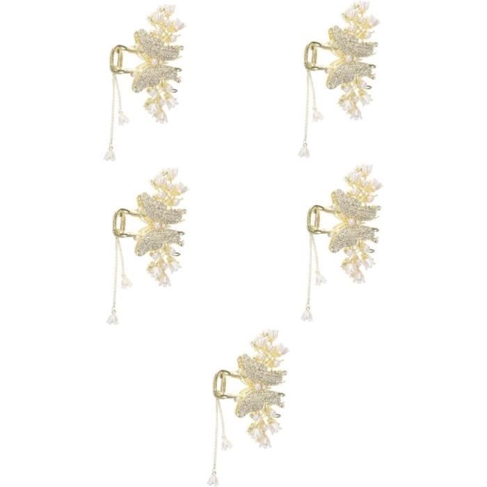 Lot De 3 Pinces à Cheveux Forme De Feuille Barrettes à Cheveux Design En Métal Pour Fille Accessoires De (Doré + Argenté + Bronze) - Au Quotidien