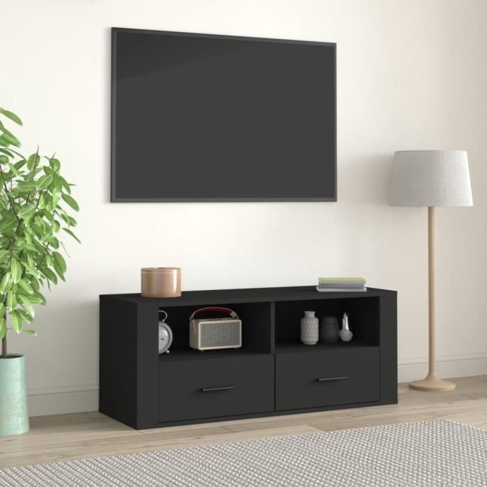 famirosa meuble tv noir 100x35x40 cm bois d'ingénierie-809