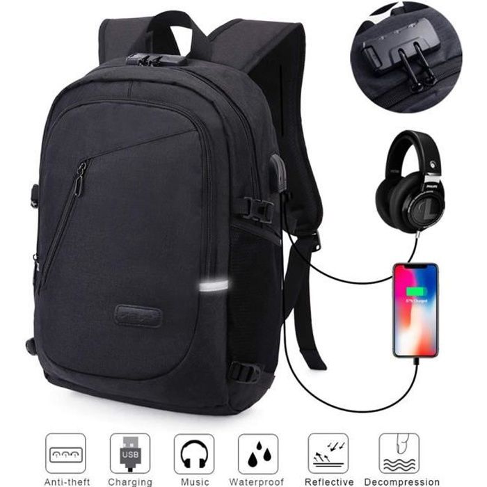 Sac à Dos Homme Ordinateur Portable 15,6 - Sac à Dos Antivol Étanche avec  Port de Charge USB pour Voyage Affaires École - Cdiscount Bagagerie -  Maroquinerie