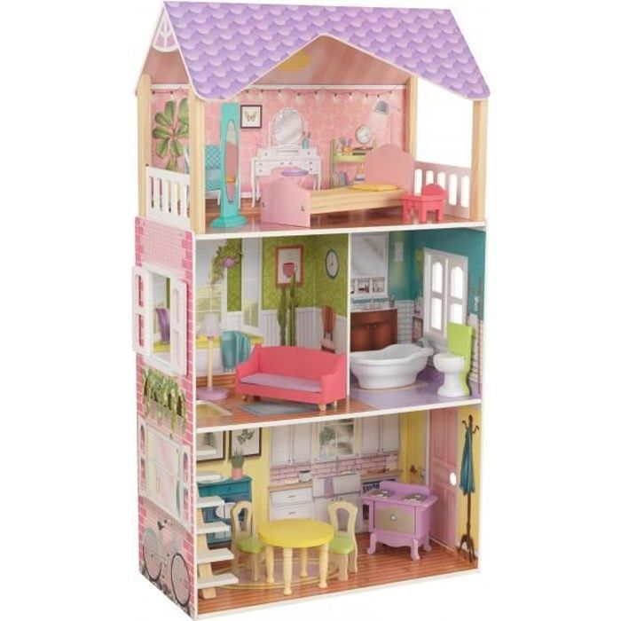 KidKraft - Maison de poupées Poppy en bois avec 11 accessoires inclus